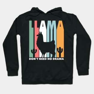 Llama Funny Don't Need No Drama Retro Llama Silhouette Hoodie